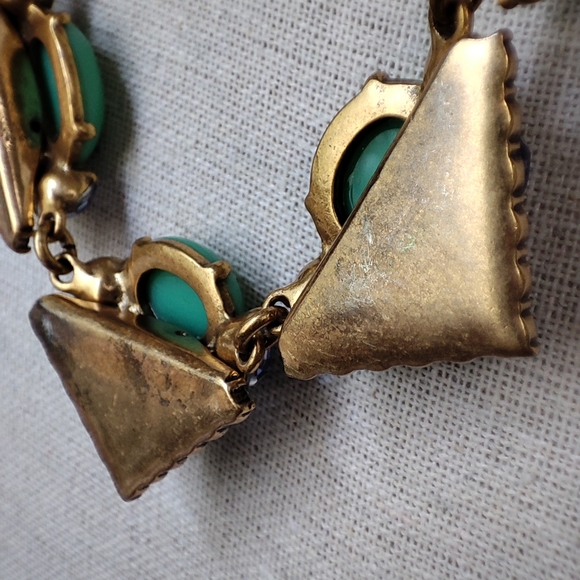 Stella and Dot Rory Jade Jadeite Cabachon Tanzanite Opaline Rhinestone Necklace - Picture 10 of 12